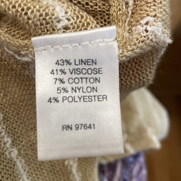 J.Jill Linen Blend Sweater Womens L Lightweight Oversized Boxy Striped Coastal - Picture 8 of 8